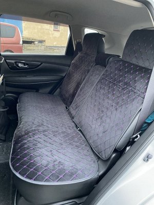Akuma Накидки на сиденья премиум Алькантара полный комплект черный с фиолетовой строчкой