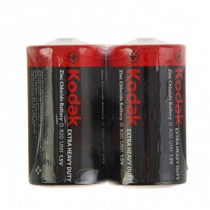 Батарейка солевая Kodak Extra Heavy Duty, D, R20-2S, 1.5 В, спайка, 2 шт.