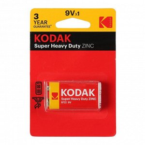 Батарейка солевая Kodak Extra Heavy Duty, 6F22-1BL, 9 В, крона, блистер, 1 шт.