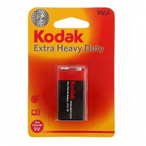 Батарейка солевая Kodak Extra Heavy Duty, 6F22-1BL, 9 В, крона, блистер, 1 шт.