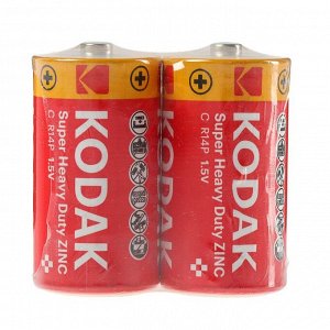 Батарейка солевая Kodak Extra Heavy Duty, С, R14-2S, 1.5В, спайка, 2 шт.