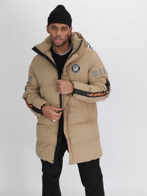MTFORCE Спортивная молодежная куртка удлиненная мужская бежевого цвета 90006B