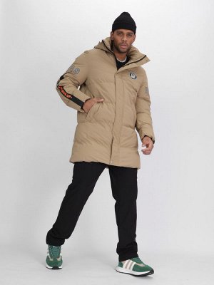 MTFORCE Спортивная молодежная куртка удлиненная мужская бежевого цвета 90006B