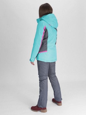 Горнолыжная куртка женская бирюзового цвета 052001Br
