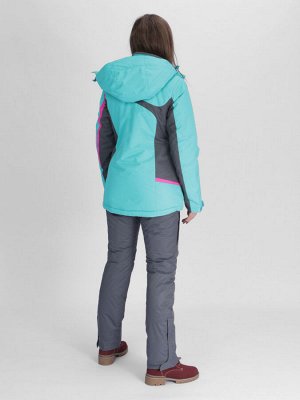 Горнолыжная куртка женская бирюзового цвета 052001Br