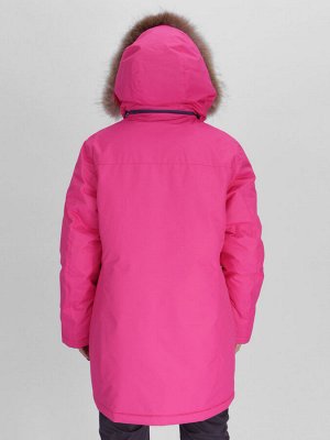 Парка женская с мехом зимняя большого размера розового цвета 552021R