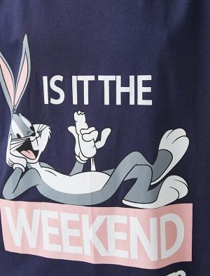 Лицензионная хлопковая ночная рубашка с короткими рукавами Bugs Bunny