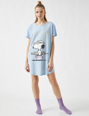 Лицензированная Snoopy хлопковая ночная рубашка с короткими рукавами