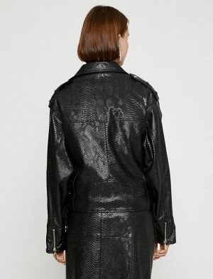 Ece S_kan X Koton - Байкерская куртка под крокодиловую кожу