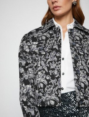Melis A_azat X Cotton - Укороченная куртка из жаккарда с объемными рукавами