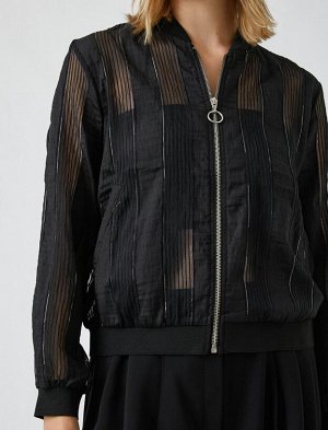 KOTON Прозрачная куртка-бомбер с воротником на молнии и деталями