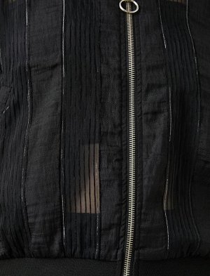 Прозрачная куртка-бомбер с воротником на молнии и деталями
