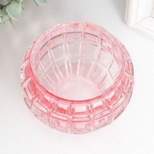 Подсвечник стекло "Бочонок" d-4,5 см розовый 7,5х7,5х6 см