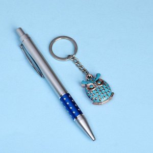 Набор подарочный 2в1 (ручка, брелок сова) микс