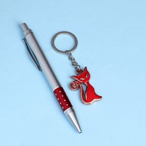 Набор подарочный 2в1 (ручка, брелок кошка) микс