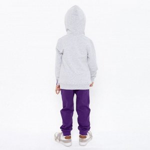Костюм детский (толстовка, брюки), цвет серый/фиолетовый МИКС, рост, (4)