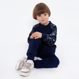 Спортивный костюм (толстовка, брюки) для мальчика, цвет синий камуфляж/тёмно-синий, рост 110 см (30)