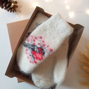 Подарочный комплект носки+варежки, натуральная шерсть