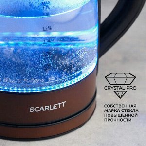 Чайник SCARLETT SC-EK27G98, 1,7 л, 2200Вт, закрытый нагревательный элемент, стекло, коричневый