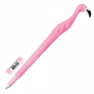 Ручка фигурная шариковая ЮНЛАНДИЯ "Фламинго", мягкий силиконовый корпус, ассорти, СИНЯЯ, пишущий узел 0,7 мм