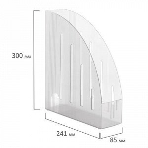 Лоток вертикальный для бумаг BRAUBERG &quot;Energy&quot; (241х85х300 мм), эргономичная форма, прозрачный, 231555