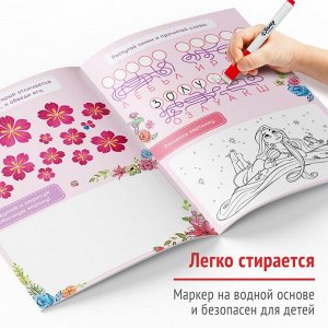 Набор многоразовых книжек «Напиши и сотри», 3 шт по 16 стр., 17 x 24 см, + 3 маркера, Принцессы