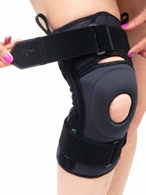 Бандаж на коленный сустав полуразъемный с пателярным кольцом , прижинными ребрами жесткости