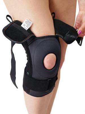 Бандаж на коленный сустав полуразъемный с пателярным кольцом , прижинными ребрами жесткости