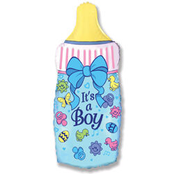 Шар фольгированный  Мини-фигура, Бутылочка для мальчика, Голубой, 1 шт. (14''/36 см)