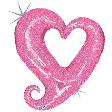 Шар воздушный фольгированный Сердце, Цепь сердец розовый, Голография, 1 шт. (37''/94 см)