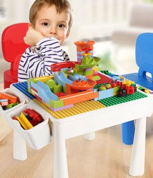 Детский игровой стол + 2 стула HPD Building Block Table Toy / 6 в 1