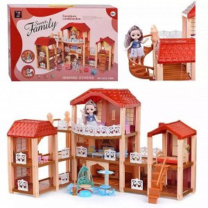 Кукольный дом " Sweet Family " 220-108А , куклы + мебель + подсветка