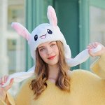 Шапка с поднимающимися ушами для маскарадов и вечеринок  заяц / Шапка заяц с двигающимися ушами светящаяся / Плюшевая шапка с ушами Заяц / Шапка с ушами Заяц / Шапка светящаяся Заяц