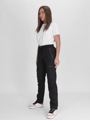 Утепленные спортивные брюки женские черного цвета 88148Ch