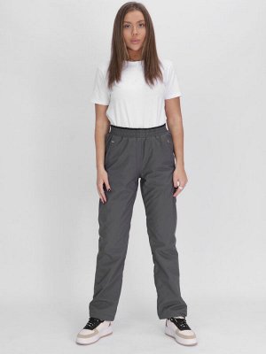 Утепленные спортивные брюки женские серого цвета 88149Sr