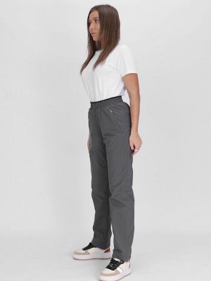 Утепленные спортивные брюки женские серого цвета 88149Sr
