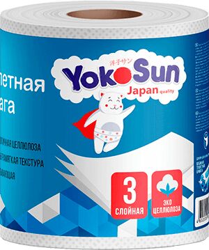 ТУАЛЕТНАЯ БУМАГА YOKOSUN трехслойная, 40 м. (спайка 10 рулонов)