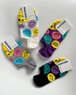 Носки женские укороченные с силиконом, ЧЕРНЫЕ. VIVID COLOR. Ю. Корея