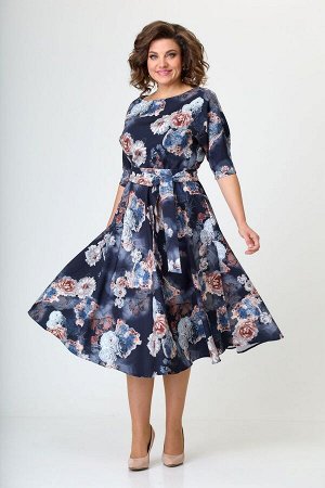 Платье / T&N 7373 цветы_на_синем
