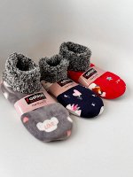 Носки женские с мехом с антискользящей подошвой СИНИЕ с КОТИКАМИ
