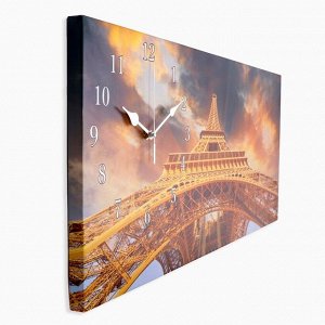 Часы-картина настенные, серия: Интерьер, "Эйфелева Башня", 40 х 76 см