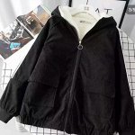 Куртка вельветовая на меховом утеплителе черная