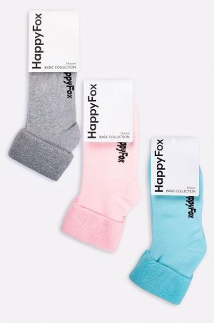 Однотонные махровые носки 3 пары Happyfox