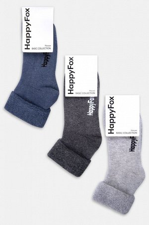 Однотонные махровые носки 3 пары Happyfox
