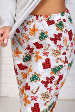 Пижама с брюками, футер с начесом, "Christmas" (877-2)