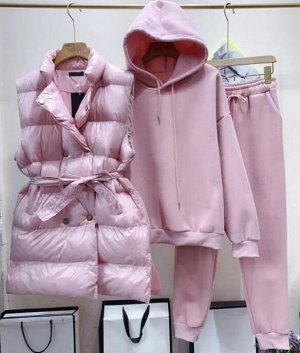 Костюм спортивный флис+жилетка синтепон розовый