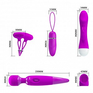 PRETTY LOVE Набор эротических игрушек с вибрацией Purple Desire, фиолетовый