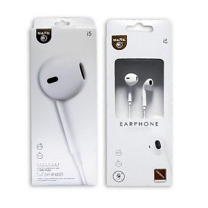 Проводные наушники Mark i5 Earphone, Jack 3.5mm, 1.1 м, белые
