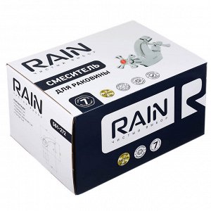 RAIN Смеситель для раковины Нефрит, керам. кран-буксы 1/2, шпилька, латунь, хром