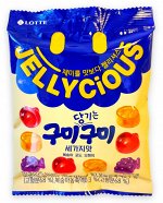 Мармелад жевательный &quot;JELLYCIOUS GUMMY GUMMY&quot; три вкуса (персик, виноград, апельсин) 70г, 1/12/48